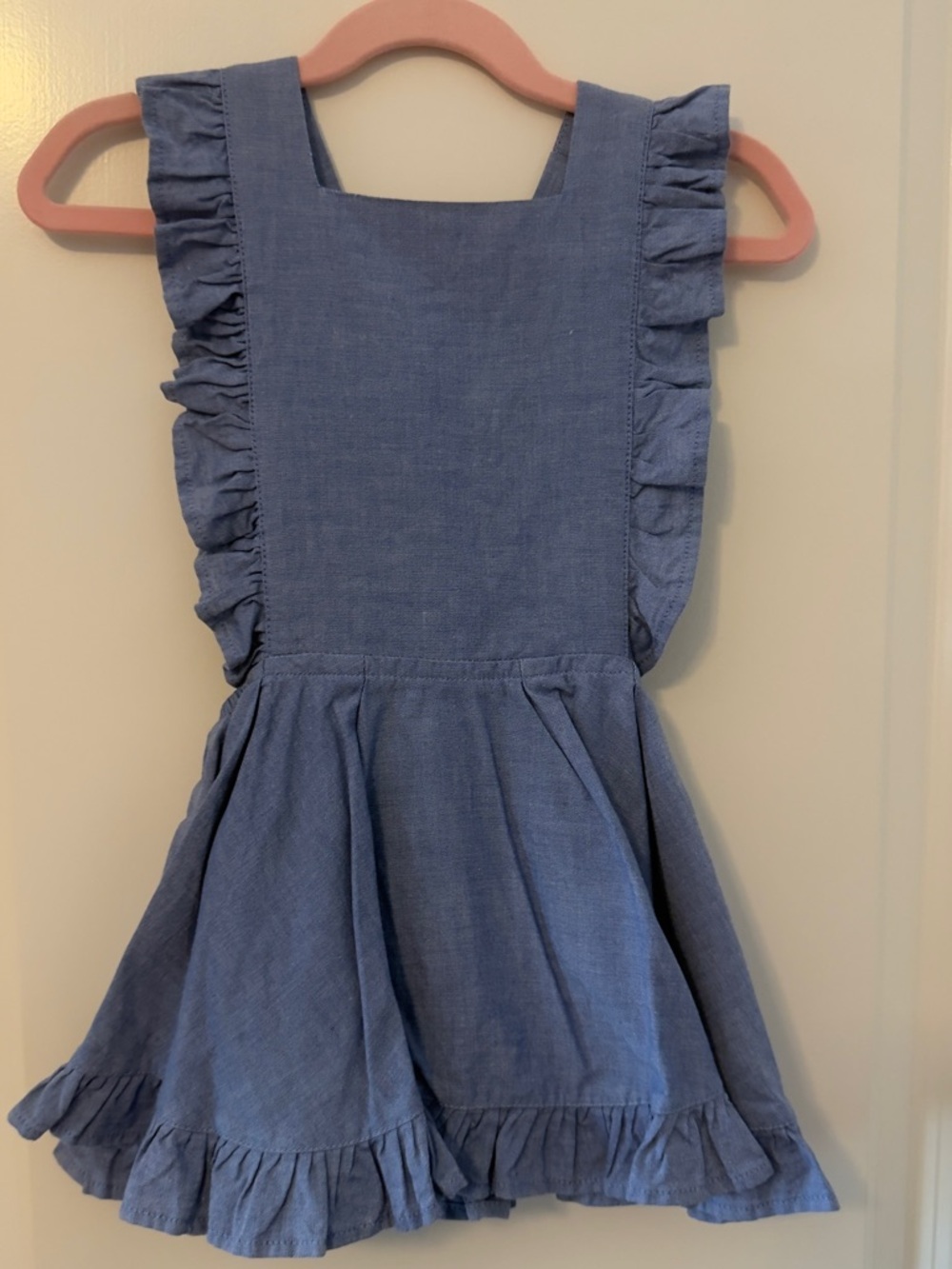 3T Numi Chambray Ruffle Pinafore Dress - Blue